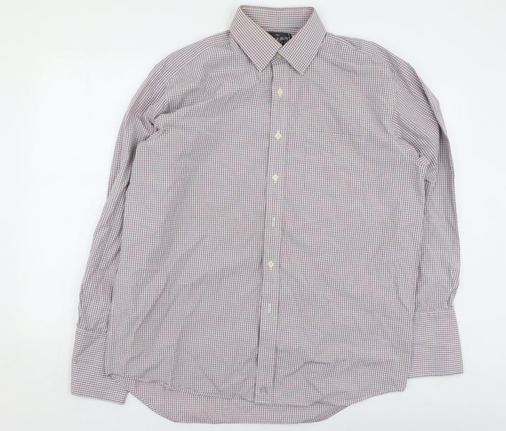 Savile Row Mens Multicoloured Plaid Cotton Button-Up Size 42 Collared