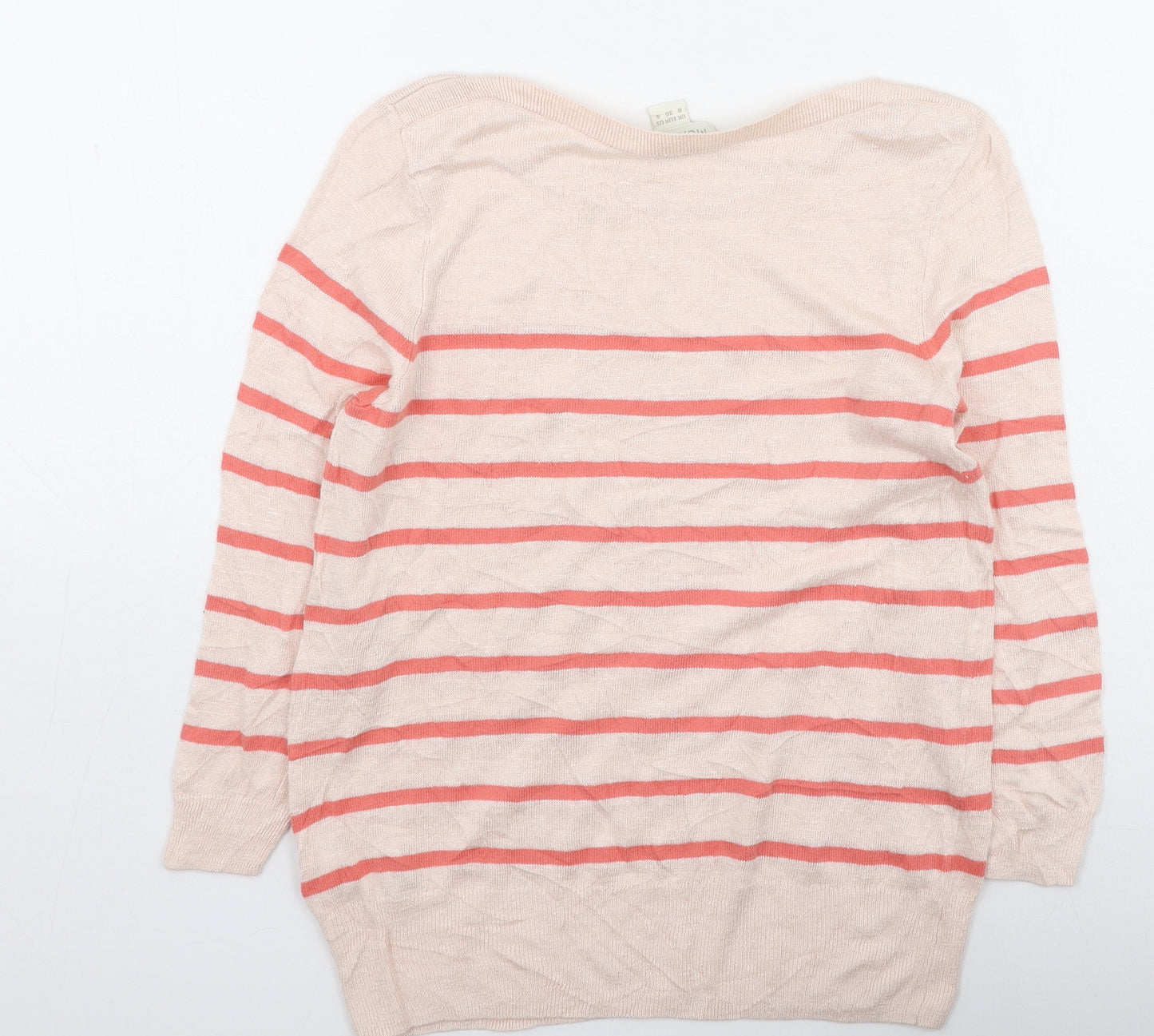 Monsoon Womens Multicoloured Round Neck Striped Linen Pullover Jumper Size 8