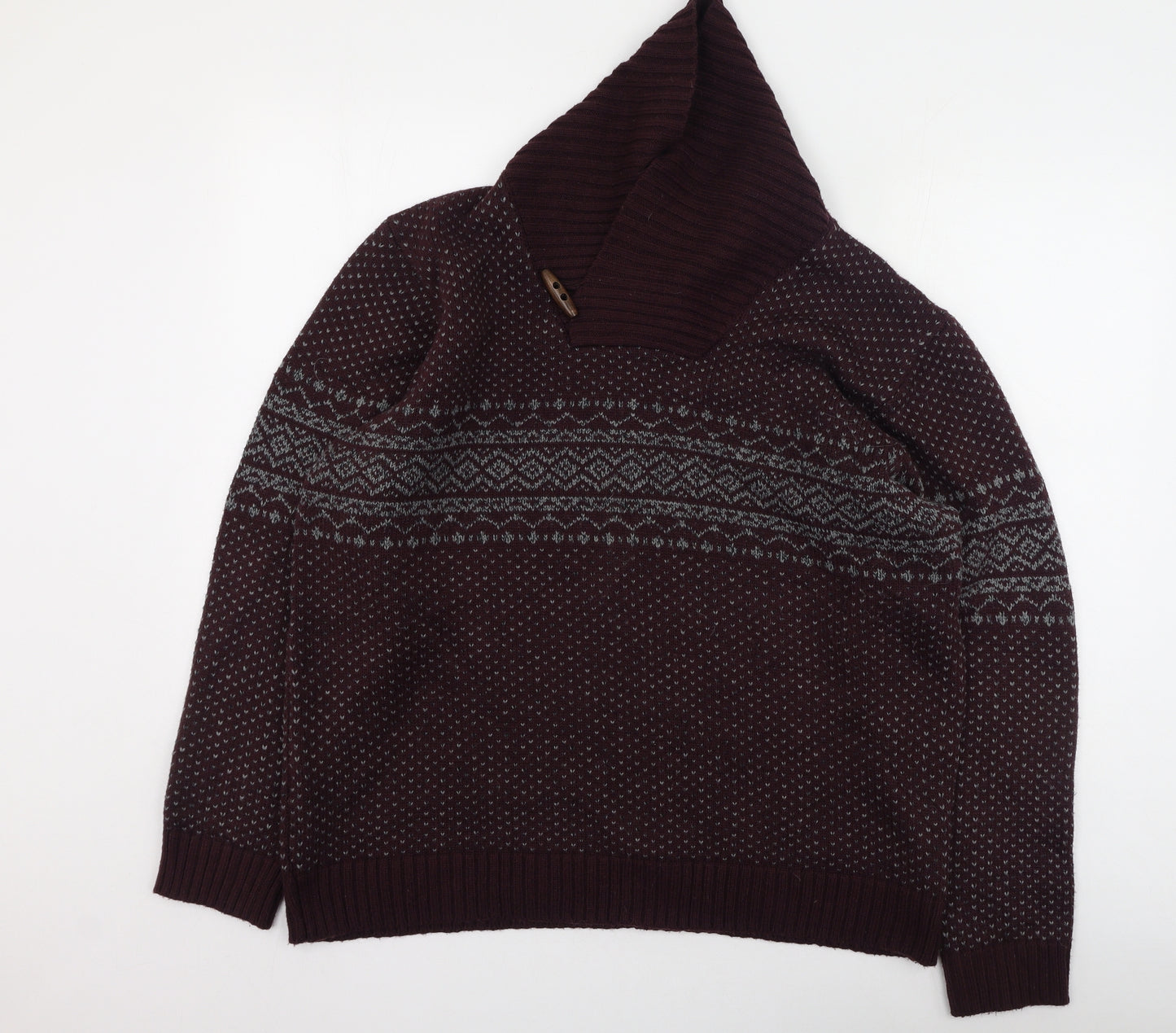Boston crew Mens Multicoloured High Neck Geometric Acrylic Pullover Jumper Size XL