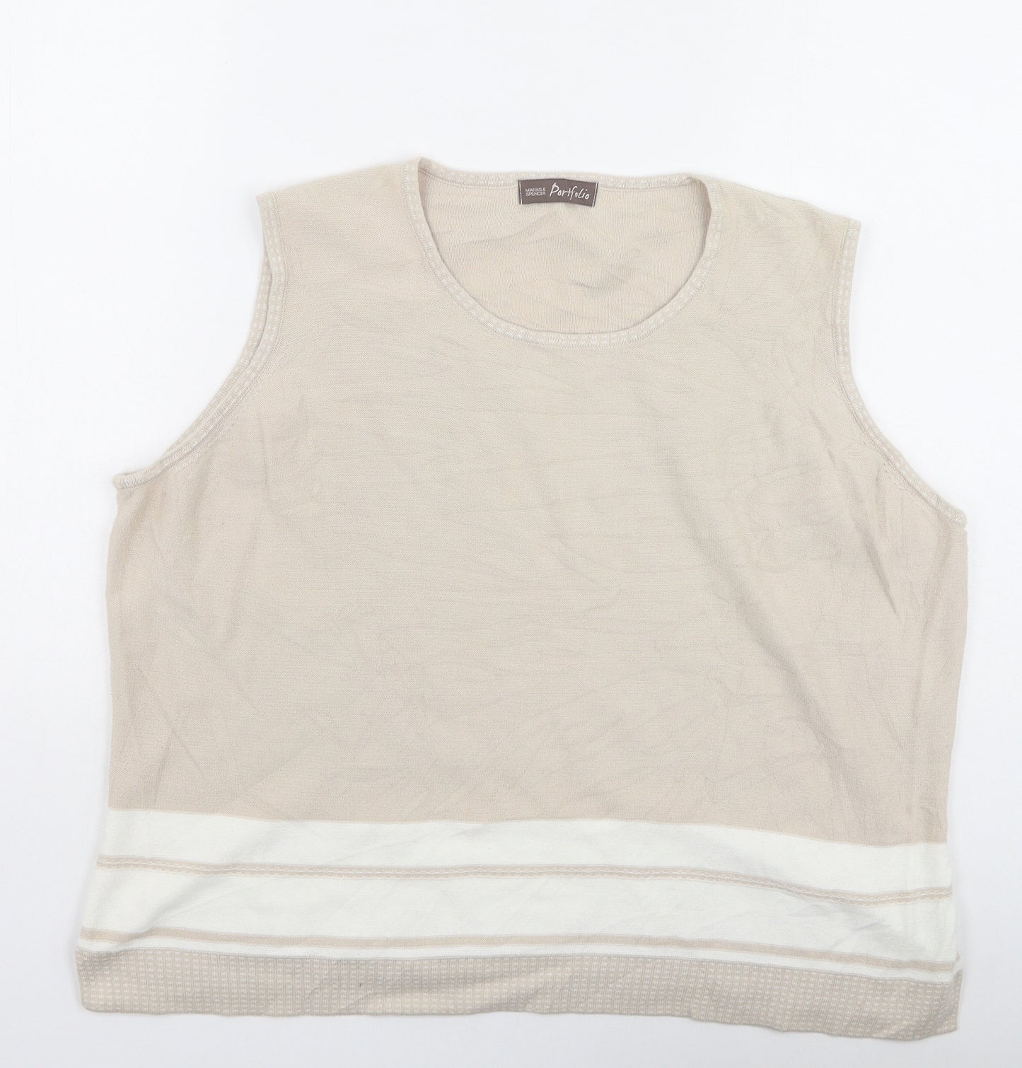 Marks and Spencer Womens Beige  Acrylic Basic Tank Size 22 Round Neck