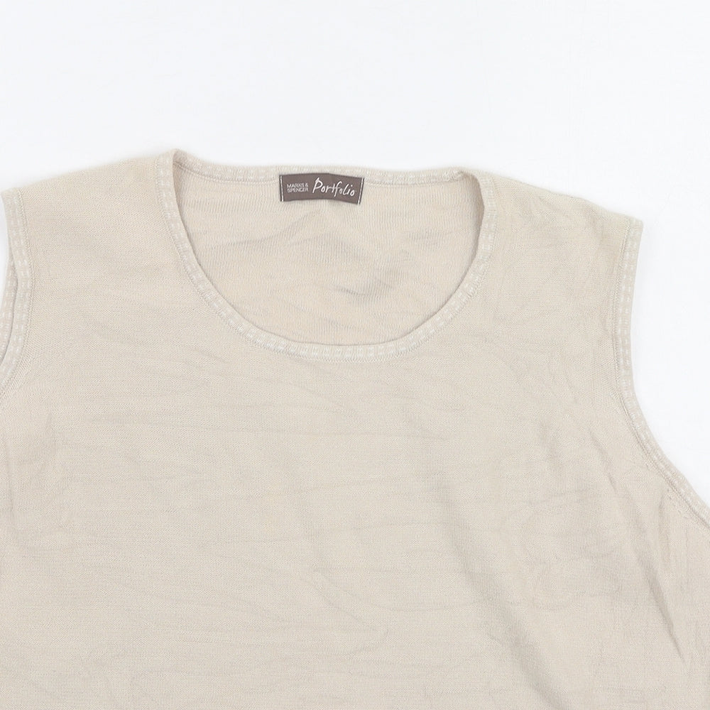 Marks and Spencer Womens Beige  Acrylic Basic Tank Size 22 Round Neck
