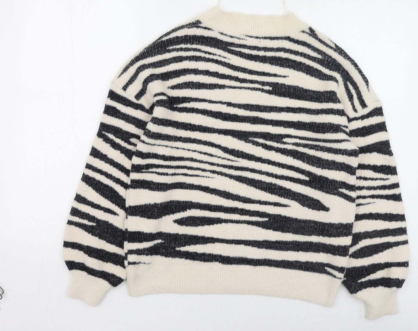 F&F Womens Multicoloured V-Neck Animal Print Polyamide Pullover Jumper Size 14