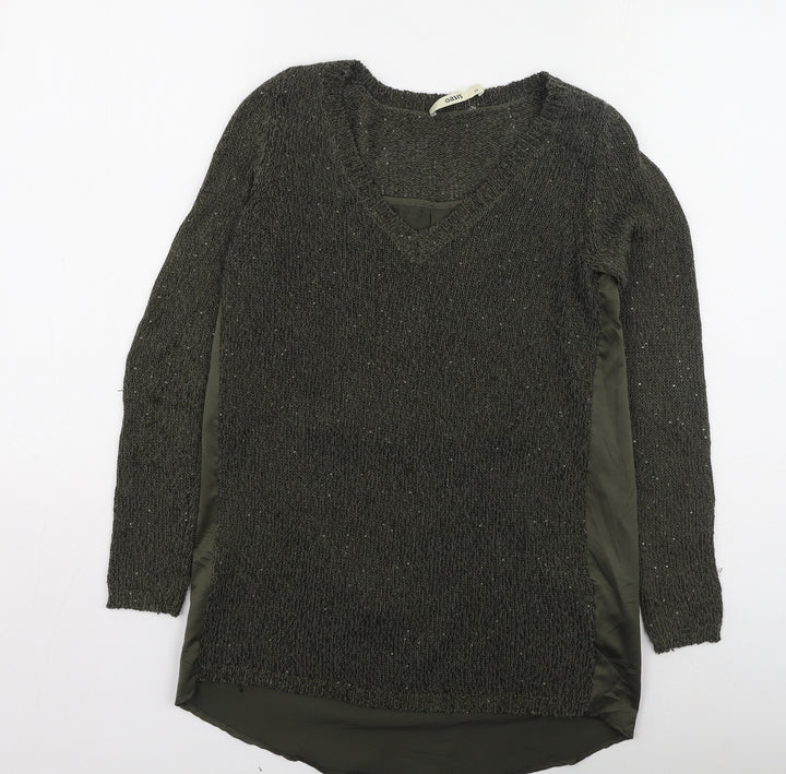Oasis Womens Green Round Neck Polyester Pullover Jumper Size XS