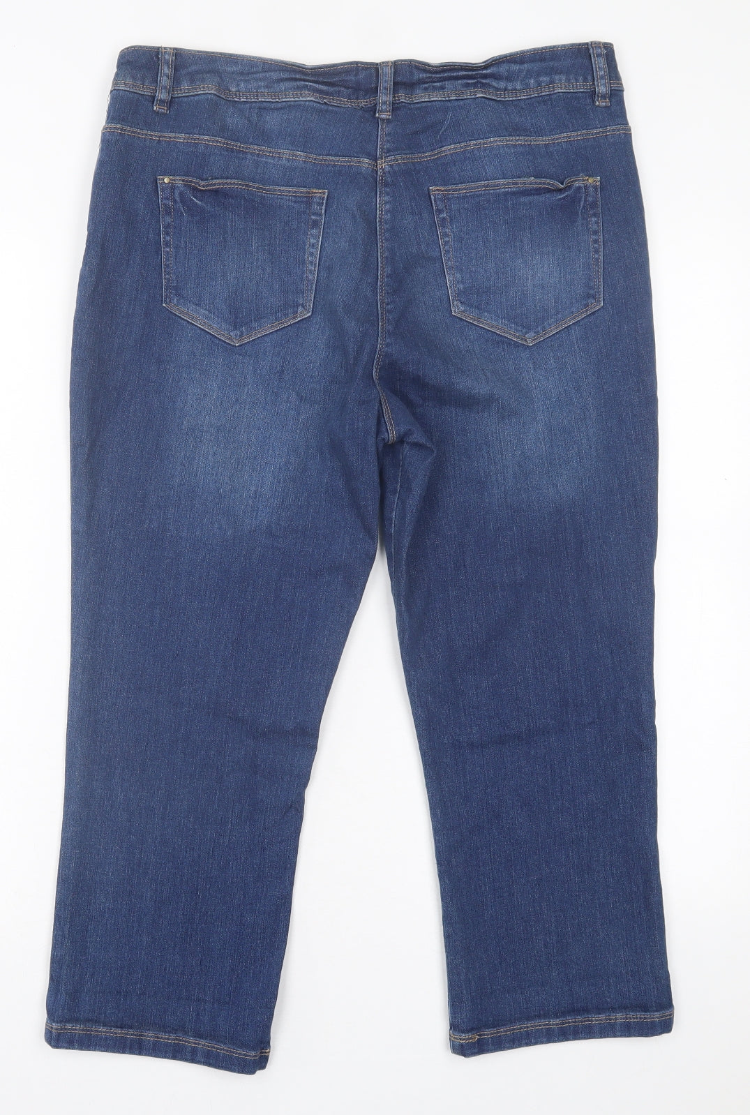 Red Herring Womens Blue  Cotton Cropped Jeans Size 14 L22 in Regular Button