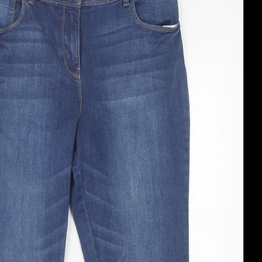 Red Herring Womens Blue  Cotton Cropped Jeans Size 14 L22 in Regular Button