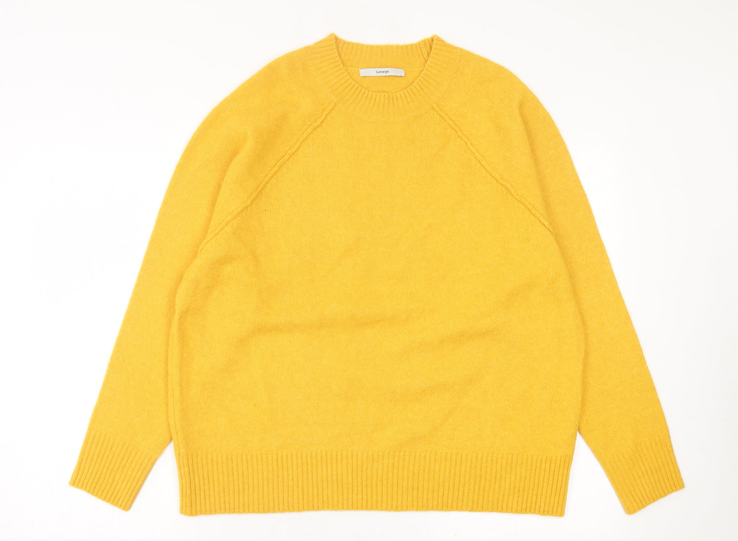 George Womens Yellow Crew Neck  Acrylic Pullover Jumper Size M