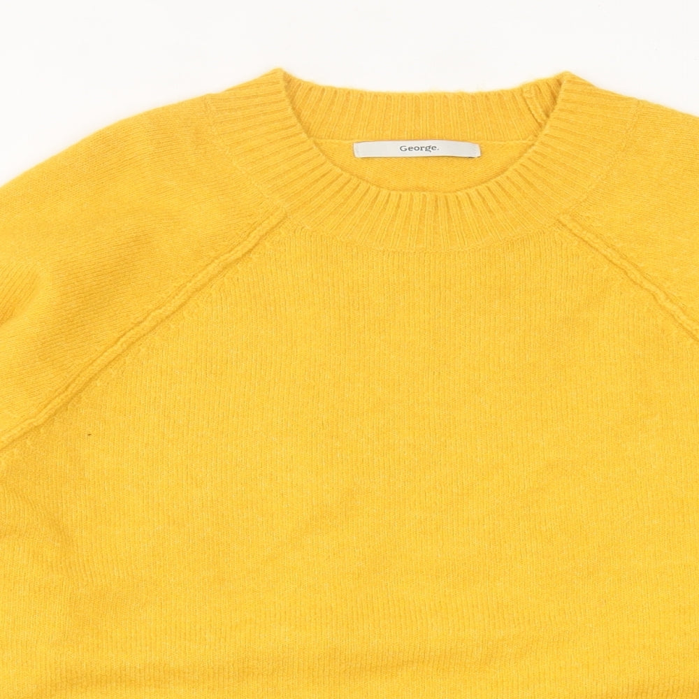 George Womens Yellow Crew Neck  Acrylic Pullover Jumper Size M