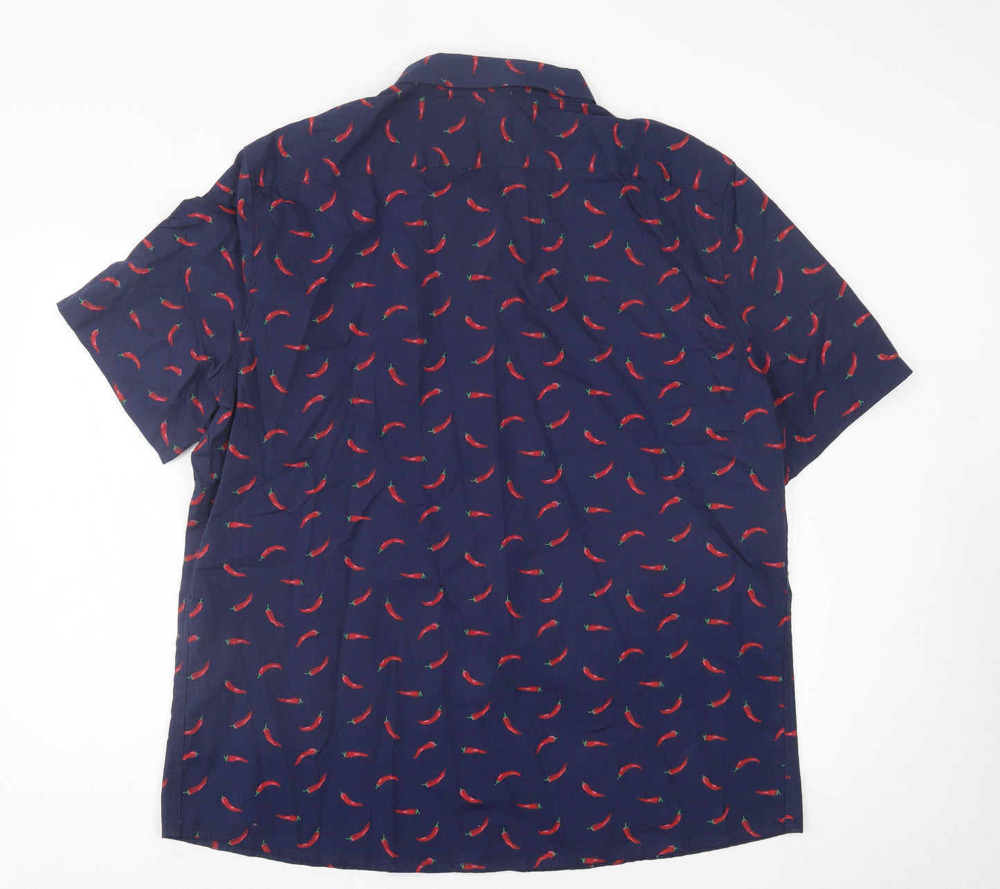 George Mens Black Geometric Cotton  Button-Up Size 2XL Collared Button
