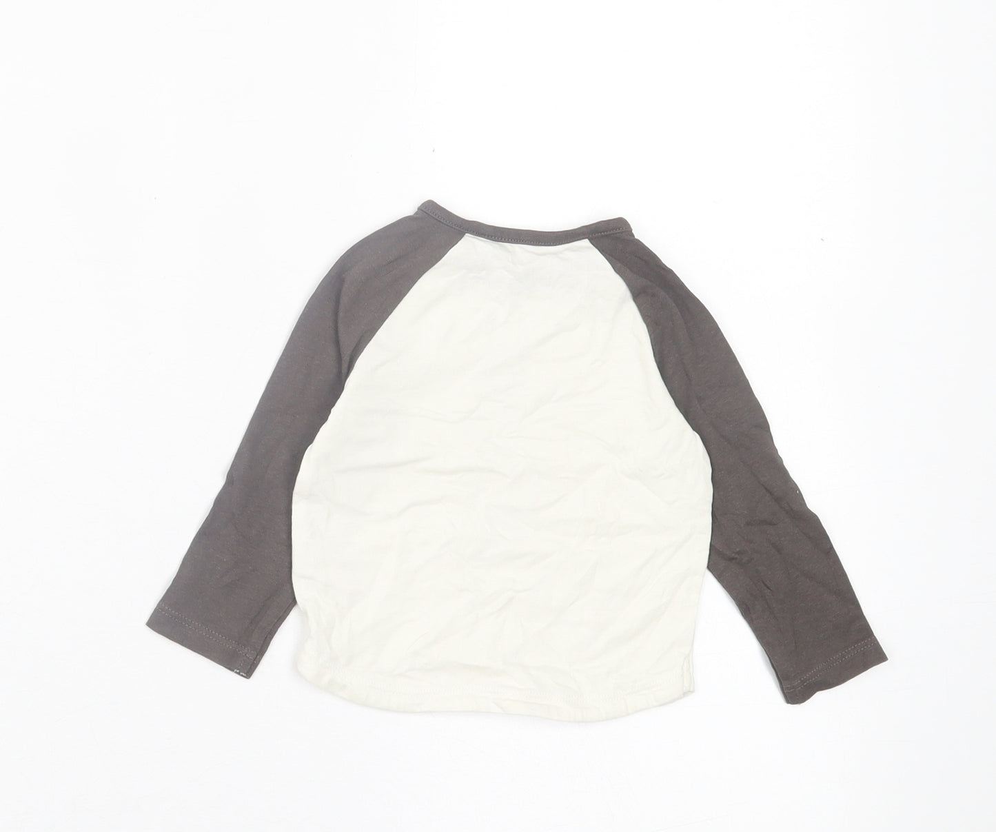 TU Boys White  Cotton Basic Casual Size 3-6 Months Crew Neck Button