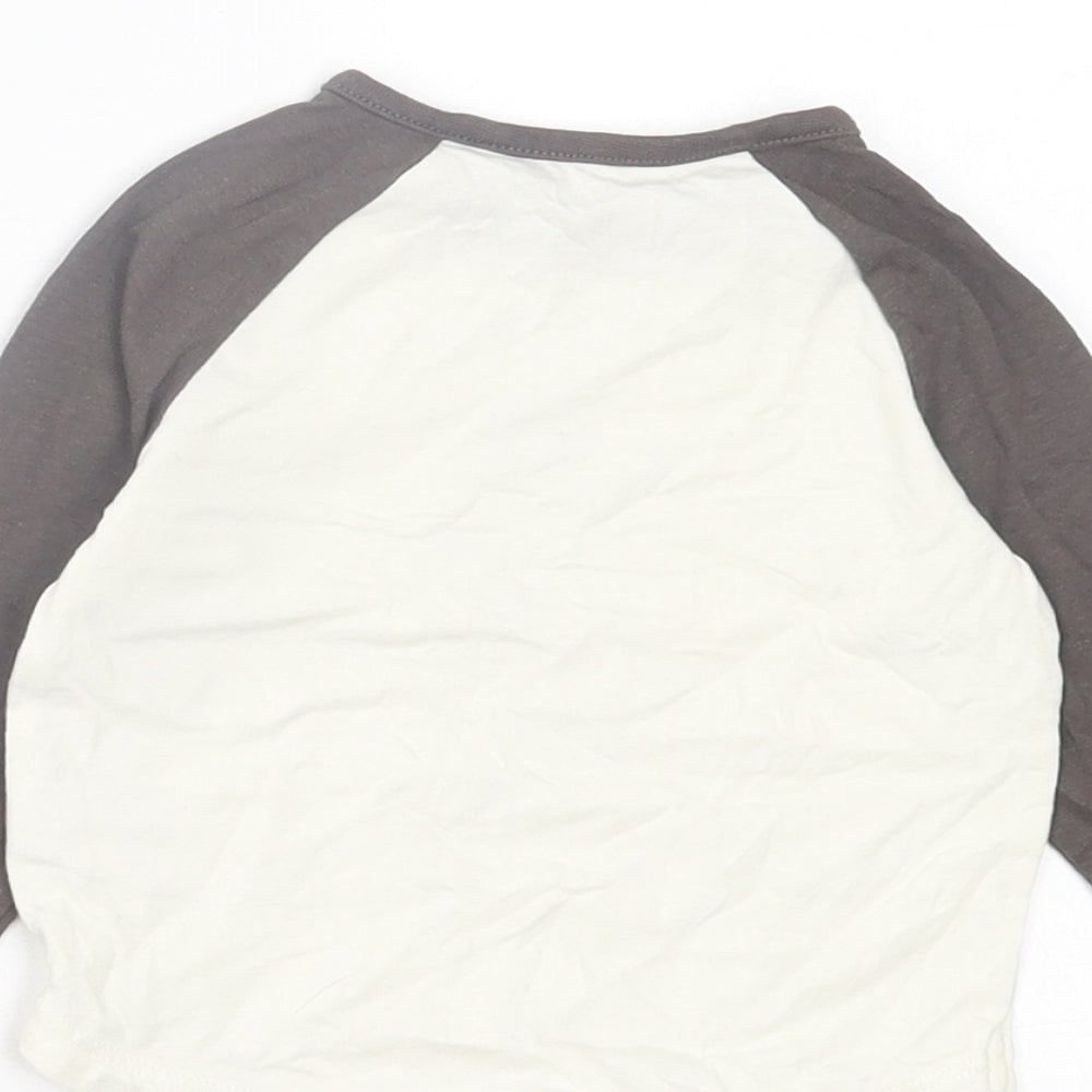 TU Boys White  Cotton Basic Casual Size 3-6 Months Crew Neck Button