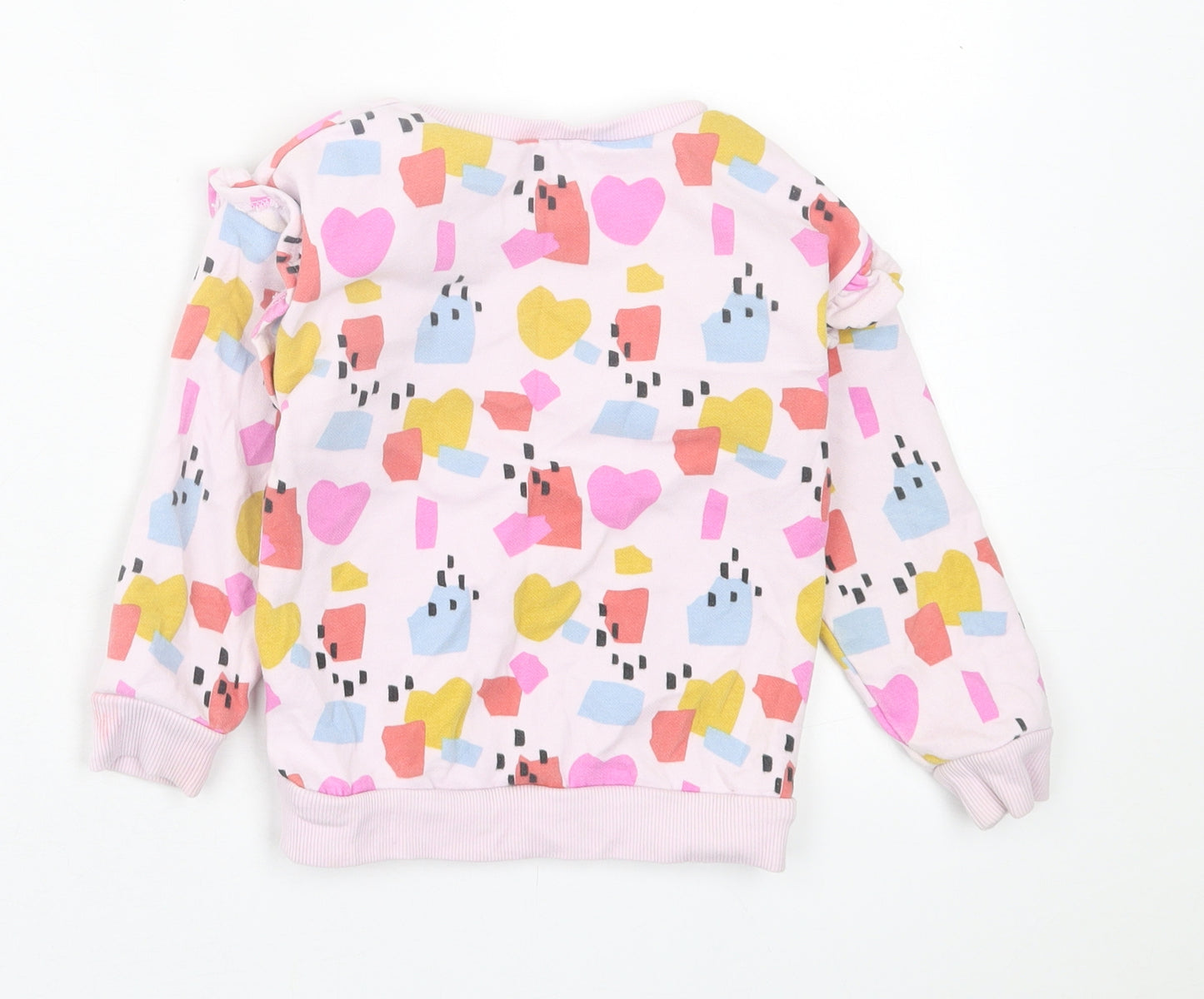 Dunnes Stores Girls Pink Geometric Cotton Pullover Sweatshirt Size 2-3 Years  Pullover