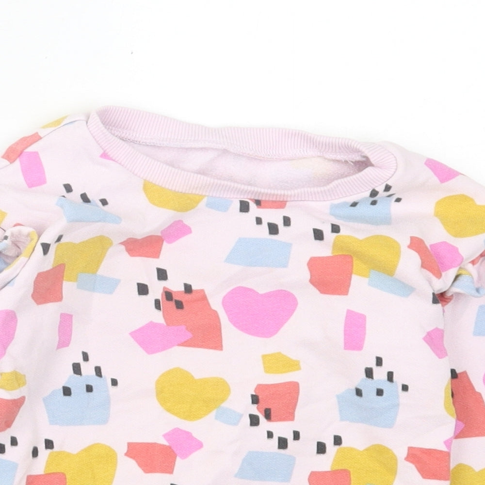 Dunnes Stores Girls Pink Geometric Cotton Pullover Sweatshirt Size 2-3 Years  Pullover
