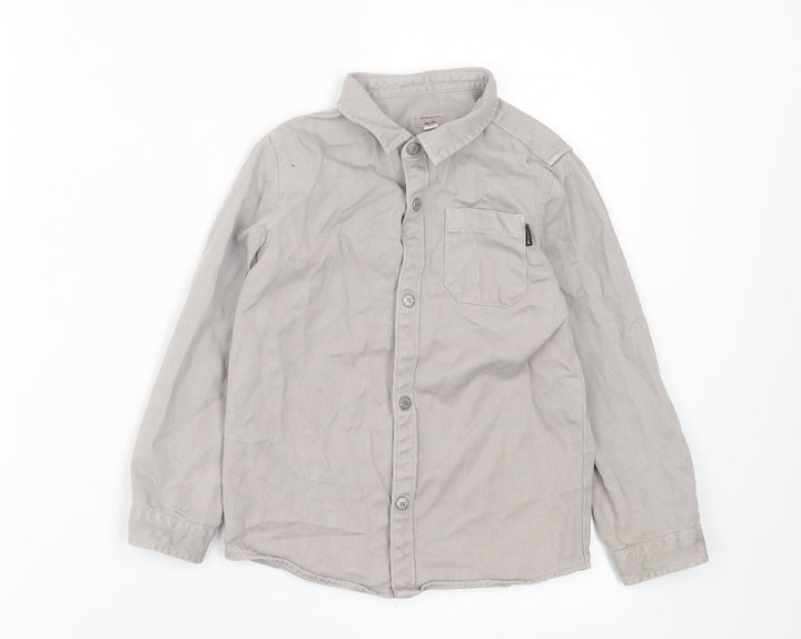 River Island Boys Grey  Cotton Basic Button-Up Size 4-5 Years Collared Button