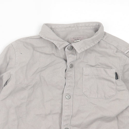 River Island Boys Grey  Cotton Basic Button-Up Size 4-5 Years Collared Button
