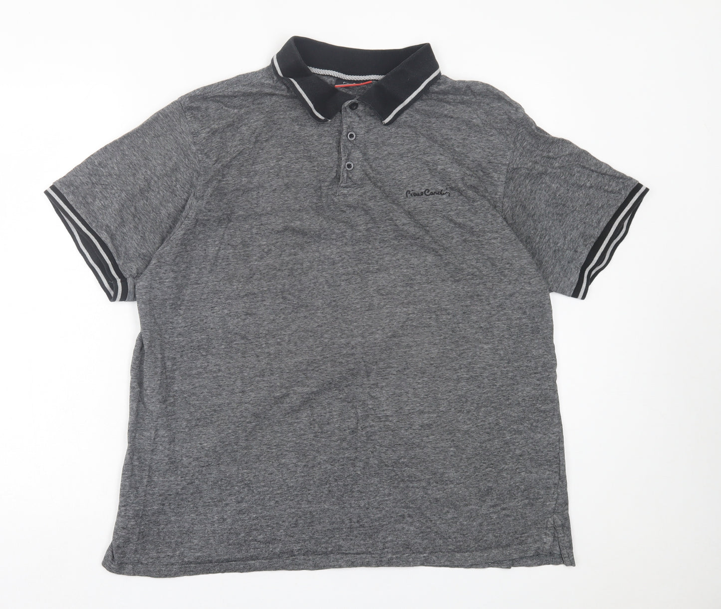 Pierre Cardin Mens Grey  Cotton  Polo Size 2XL Collared Button