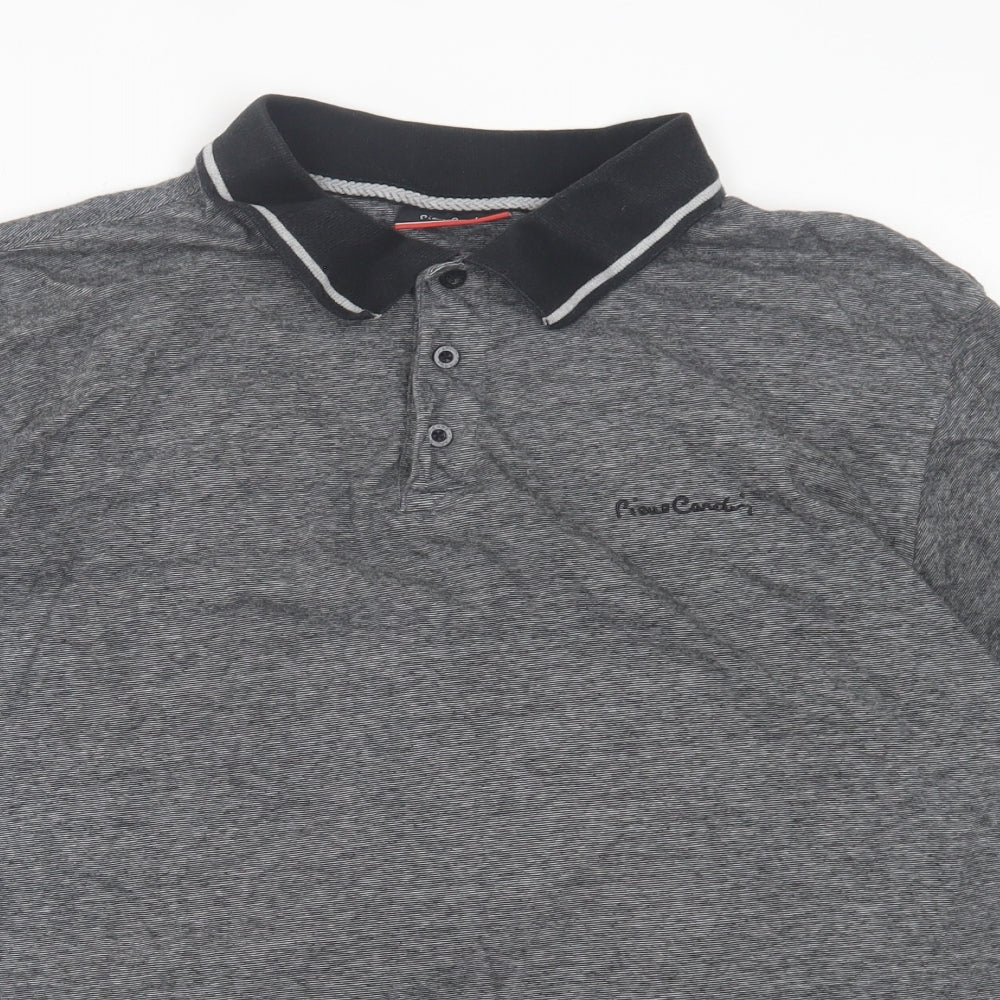 Pierre Cardin Mens Grey  Cotton  Polo Size 2XL Collared Button