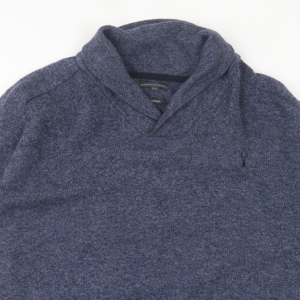 NEXT Mens Blue V-Neck  Wool Pullover Jumper Size 2XL