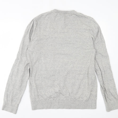 H&M Mens Grey Crew Neck  Cotton Pullover Jumper Size L