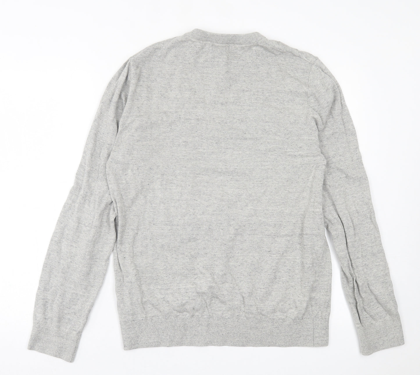 H&M Mens Grey Crew Neck  Cotton Pullover Jumper Size L