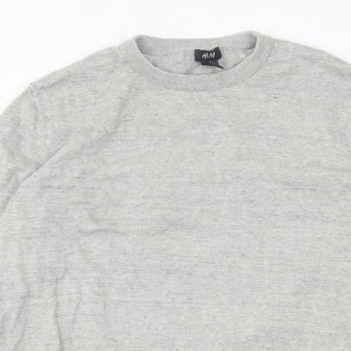 H&M Mens Grey Crew Neck  Cotton Pullover Jumper Size L