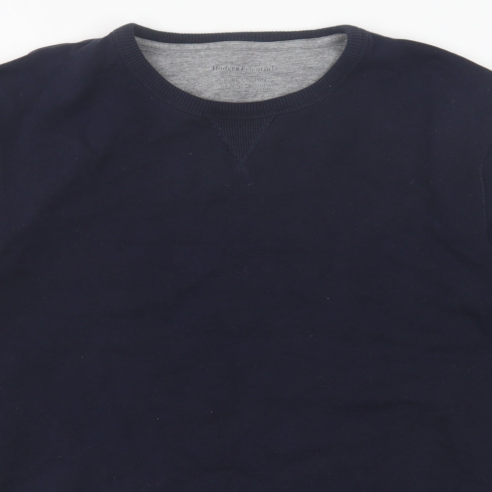 Modern Essentials  Mens Blue  Cotton Pullover Sweatshirt Size M