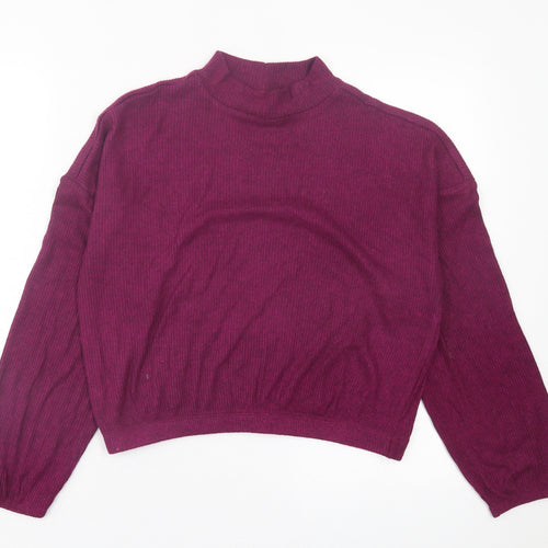 Only Womens Purple  Polyester Cropped T-Shirt Size S High Neck