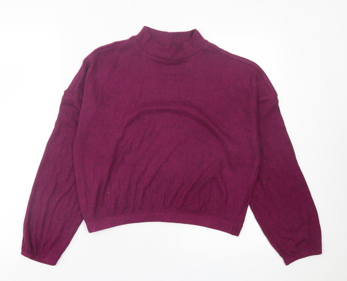Only Womens Purple  Polyester Cropped T-Shirt Size S High Neck