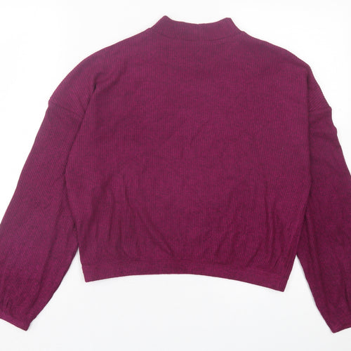 Only Womens Purple  Polyester Cropped T-Shirt Size S High Neck