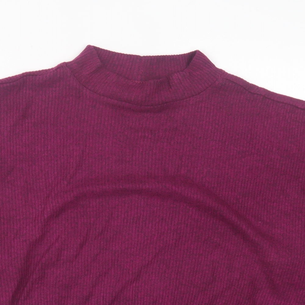 Only Womens Purple  Polyester Cropped T-Shirt Size S High Neck
