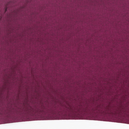 Only Womens Purple  Polyester Cropped T-Shirt Size S High Neck