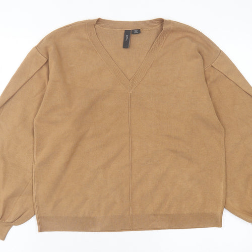 Y.A.S Womens Brown V-Neck  Viscose Pullover Jumper Size S