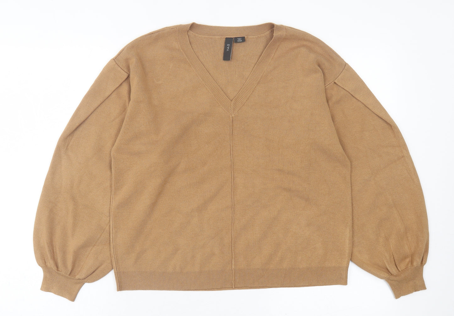 Y.A.S Womens Brown V-Neck  Viscose Pullover Jumper Size S
