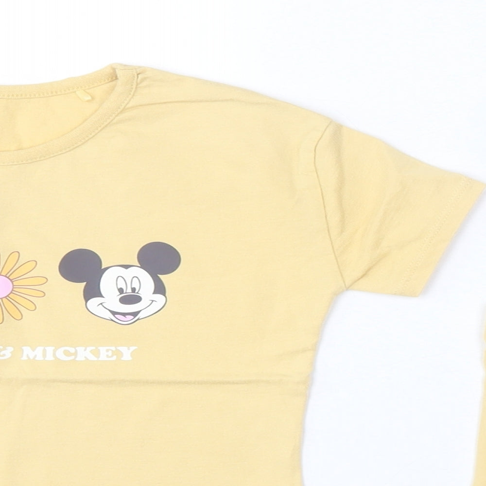 George Girls Yellow  Cotton Shorts Outfit/Set Size 6-7 Years  Pullover - Minnie & Mickey