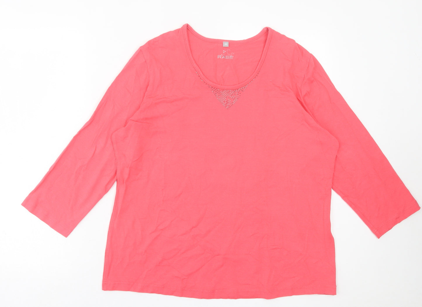 Rabe Womens Pink  Viscose Basic T-Shirt Size 20 Crew Neck