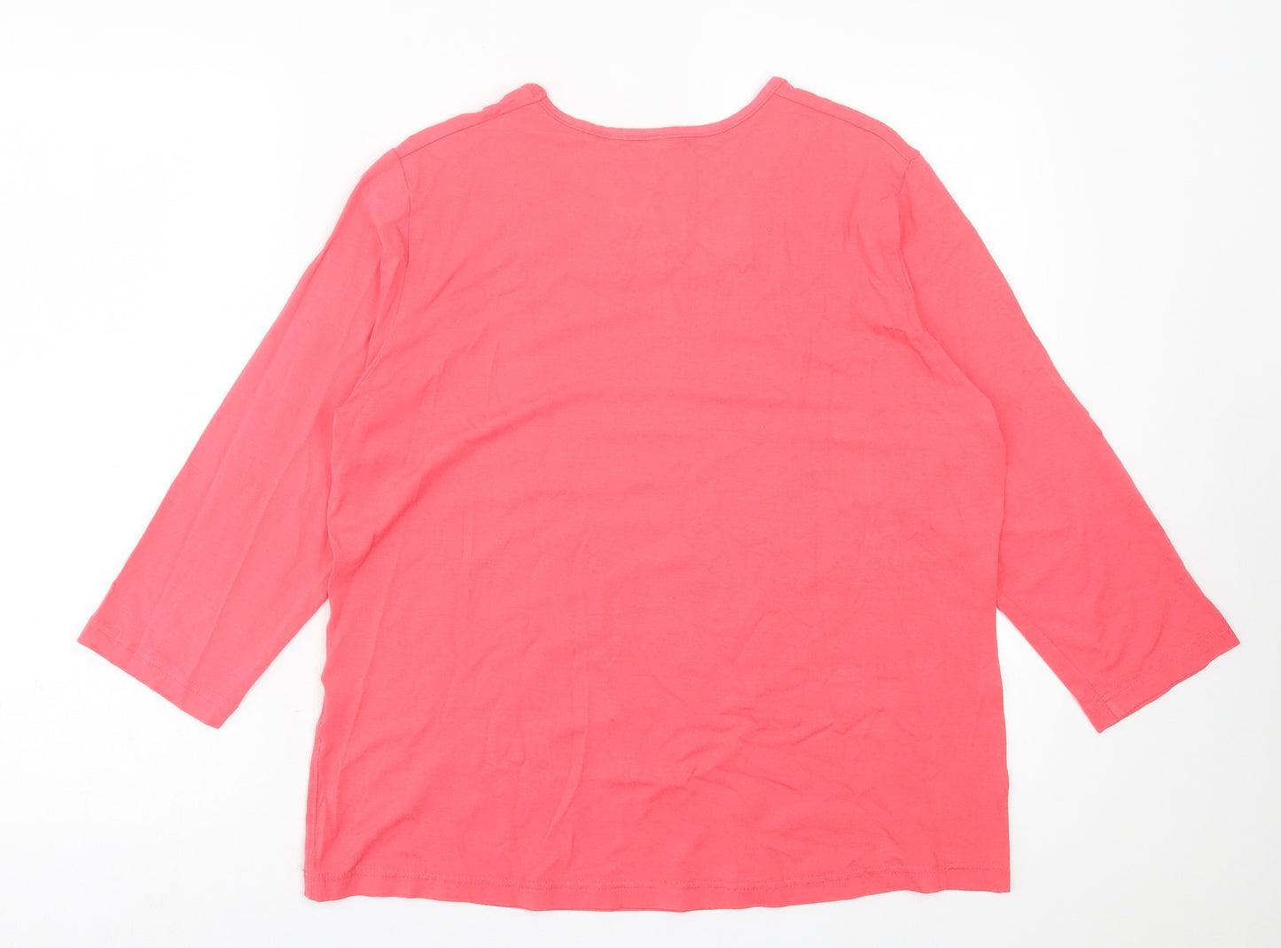 Rabe Womens Pink  Viscose Basic T-Shirt Size 20 Crew Neck