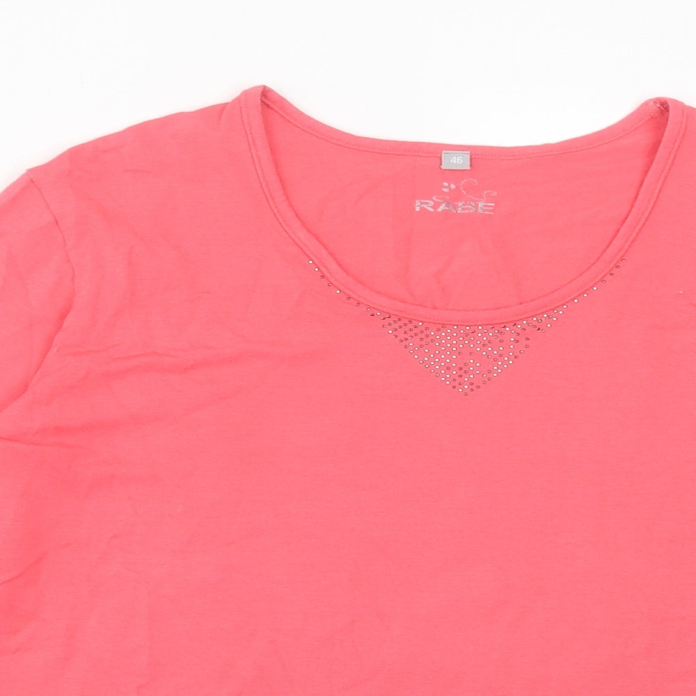 Rabe Womens Pink  Viscose Basic T-Shirt Size 20 Crew Neck
