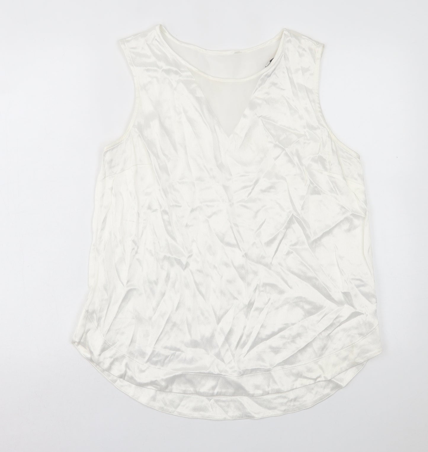 NEXT Womens White  Viscose Basic Tank Size 12 Crew Neck