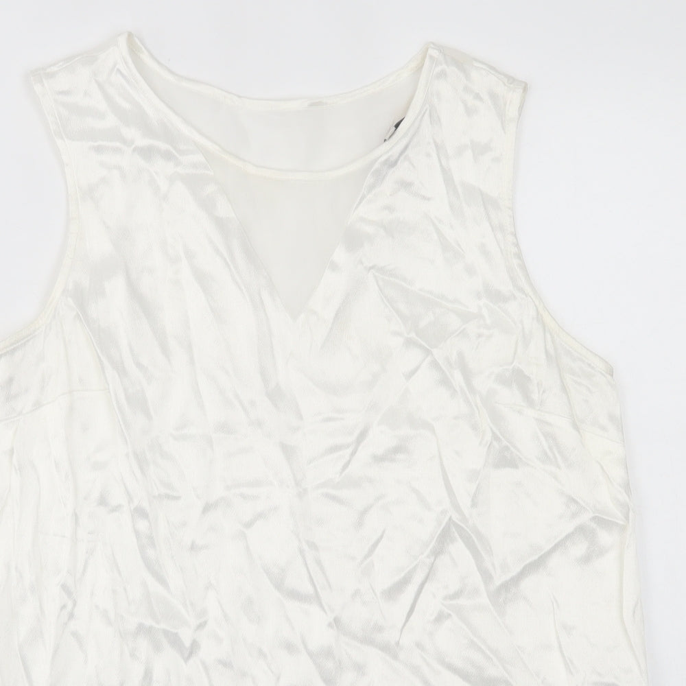 NEXT Womens White  Viscose Basic Tank Size 12 Crew Neck