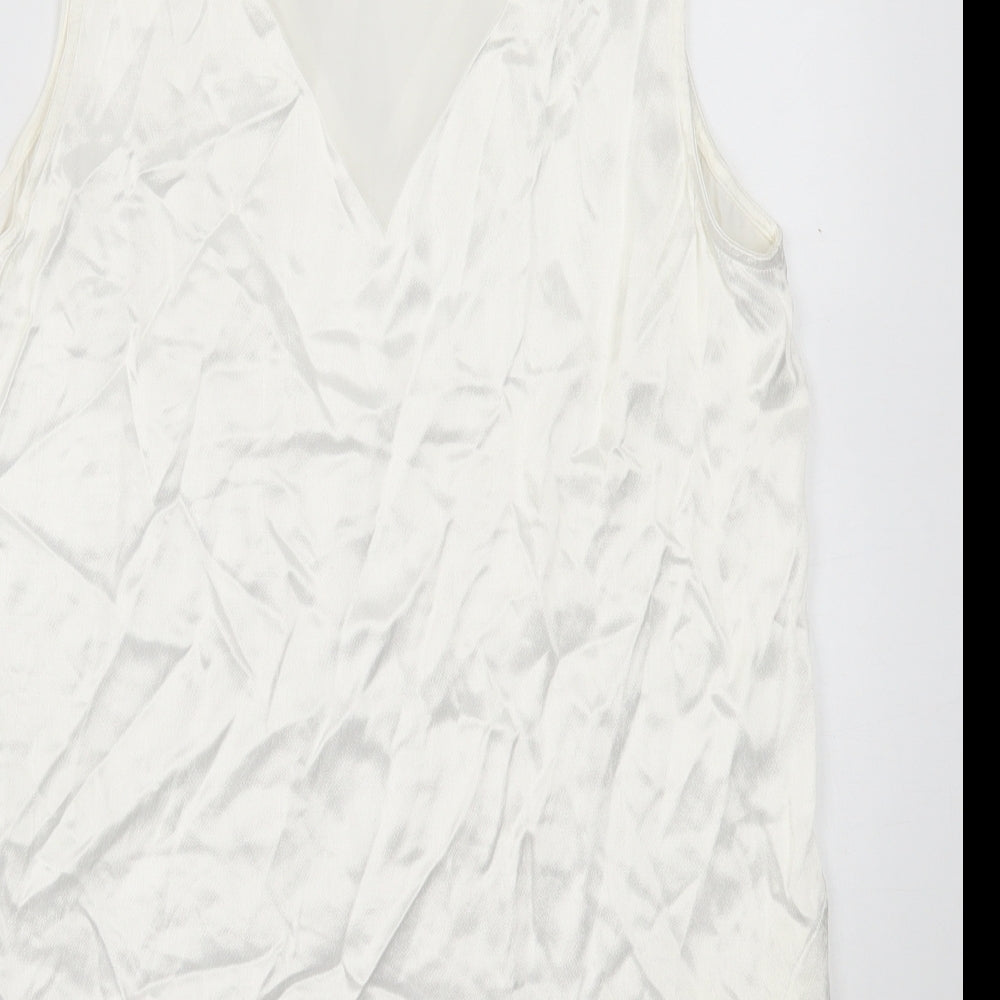 NEXT Womens White  Viscose Basic Tank Size 12 Crew Neck