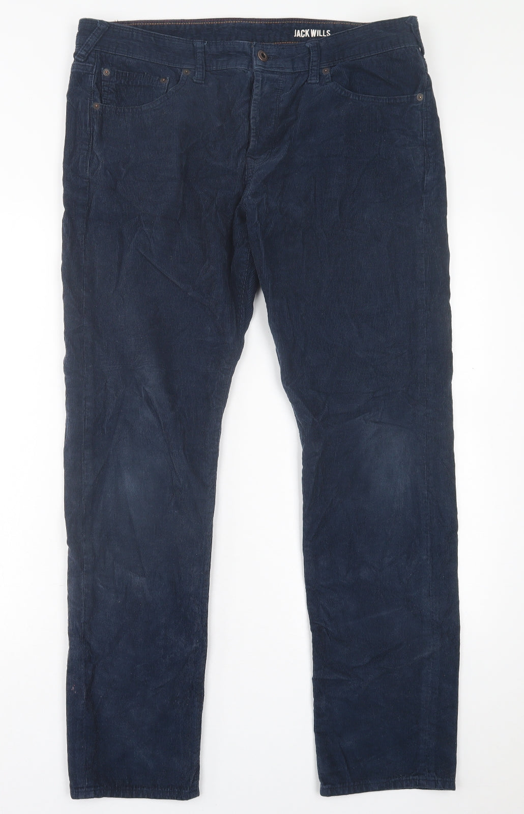 Jack Wills Mens Blue  Cotton Chino Trousers Size 34 in L32 in Regular Button