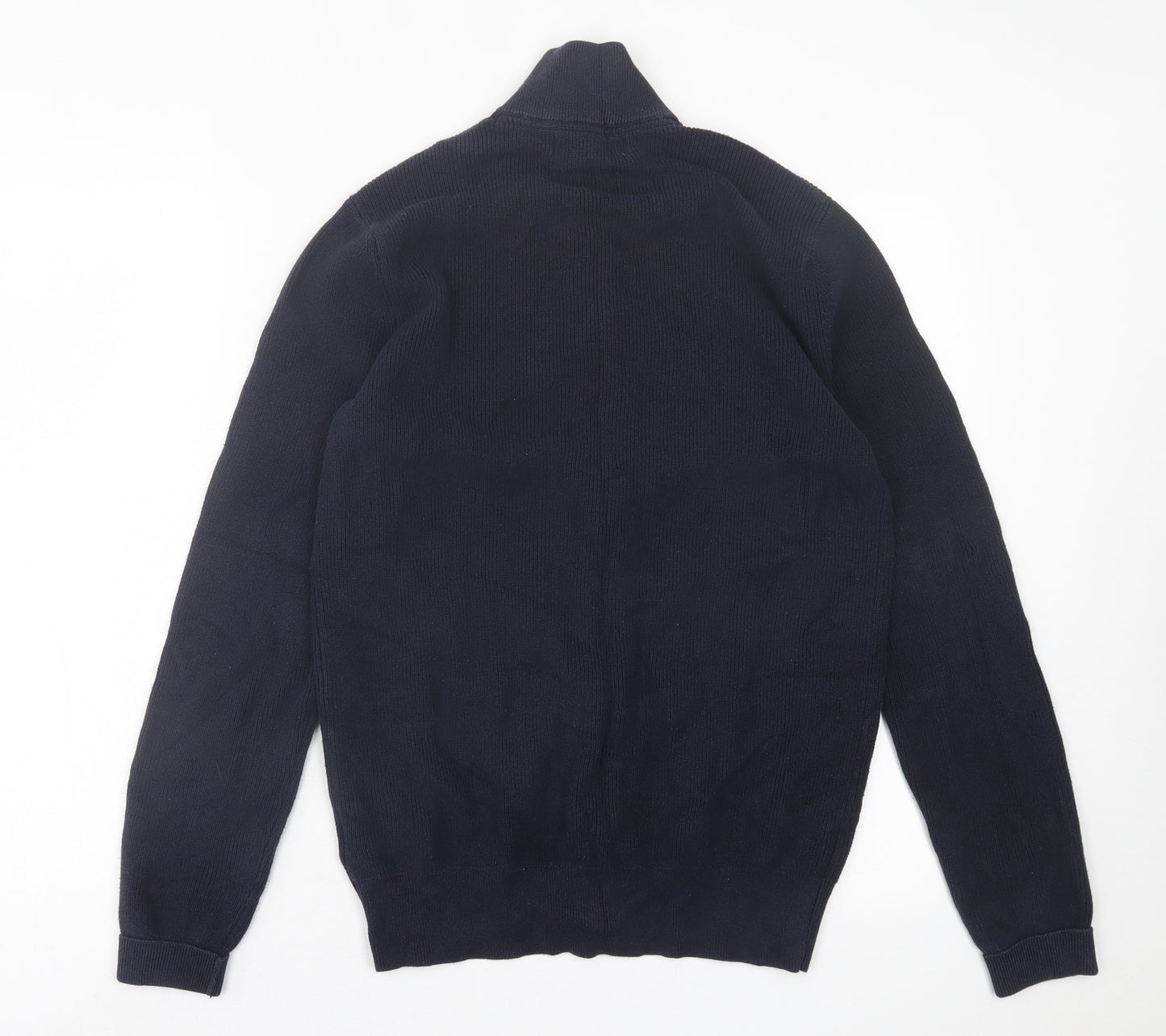 Nigel Hall Mens Blue High Neck  Cotton Full Zip Jumper Size M