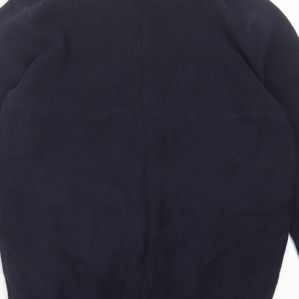 Nigel Hall Mens Blue High Neck  Cotton Full Zip Jumper Size M