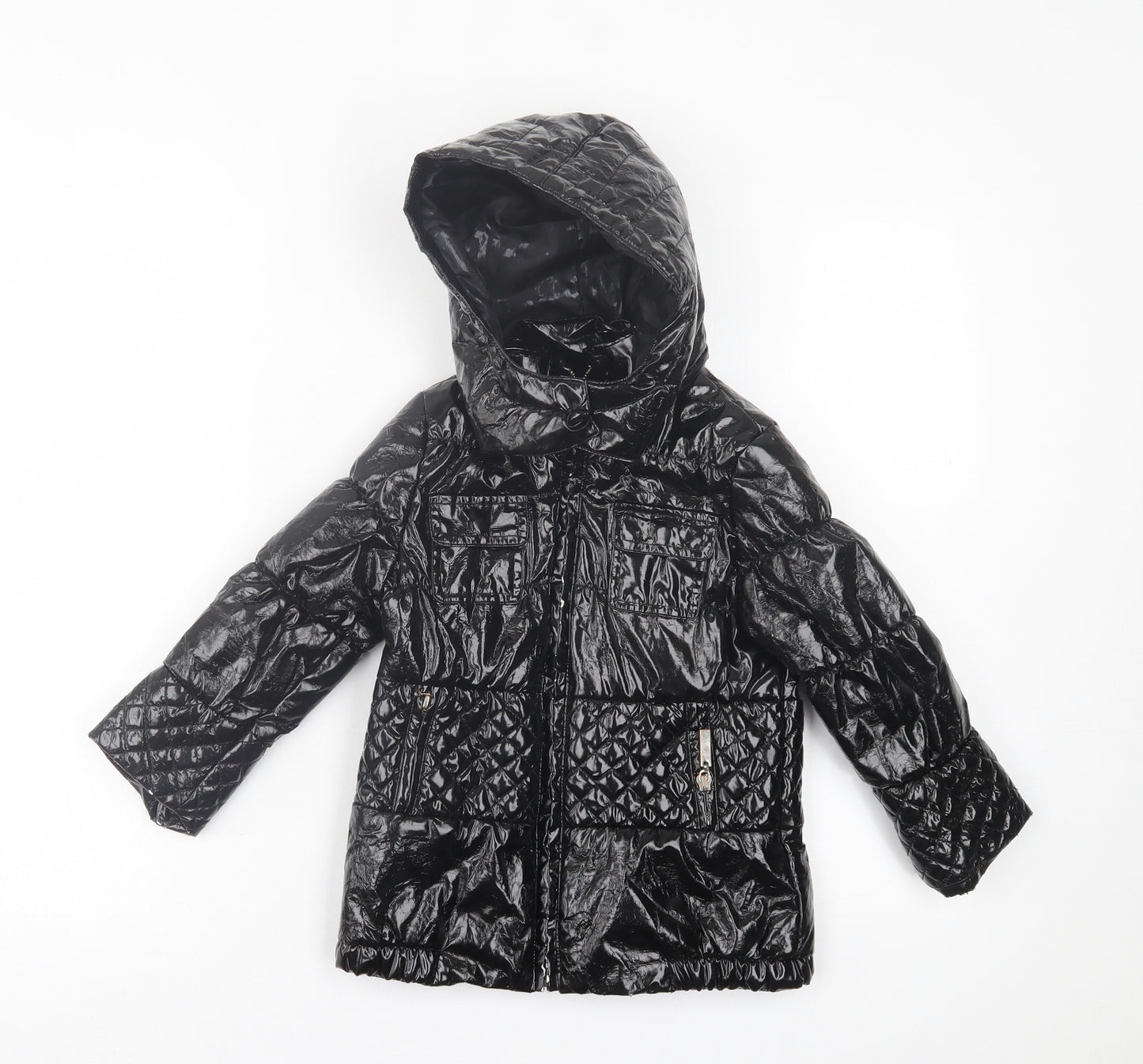 Zara Girls Black   Basic Coat Coat Size 3-4 Years  Zip