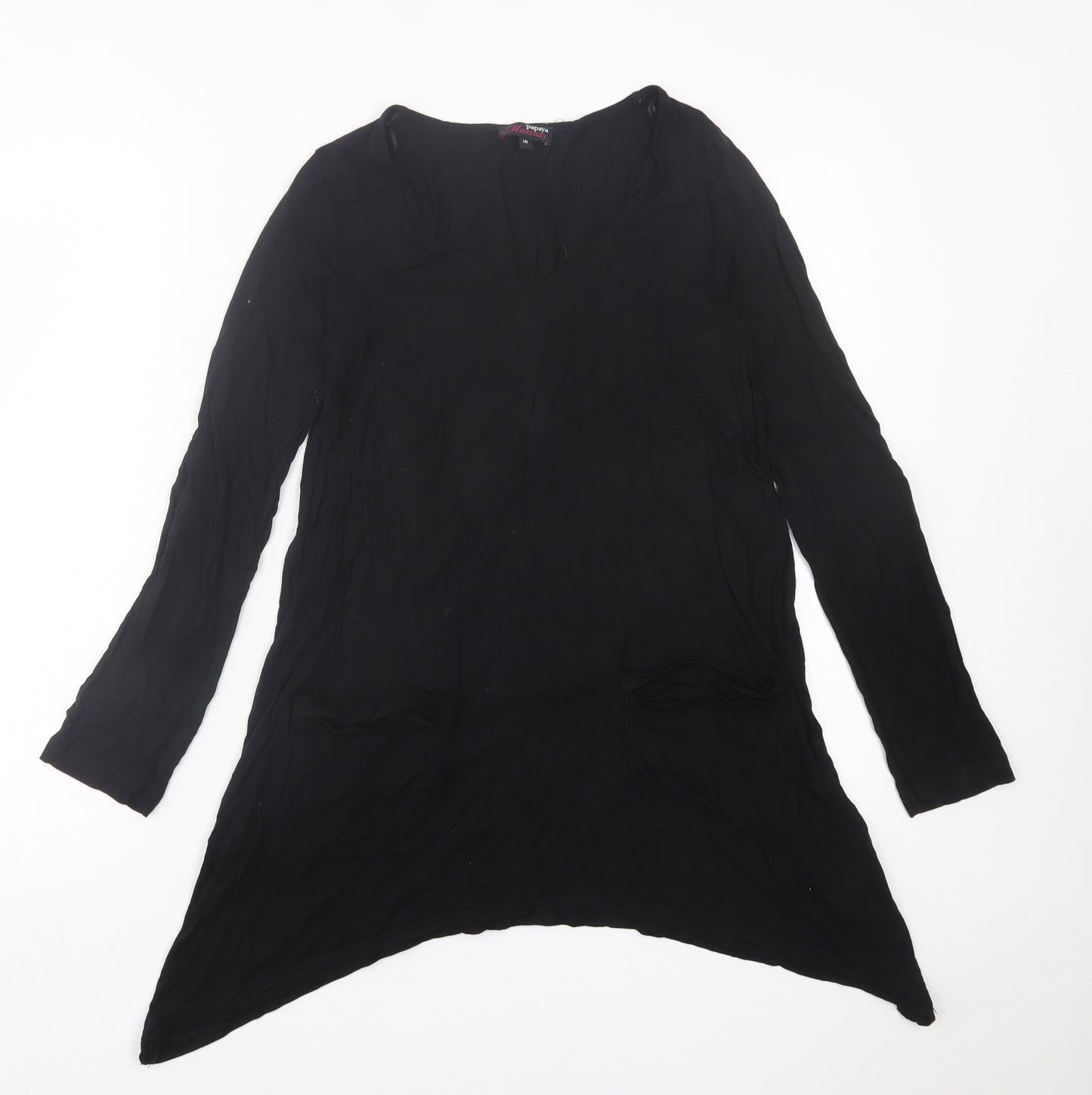 Papaya Womens Black  Viscose A-Line  Size 10  Crew Neck Pullover