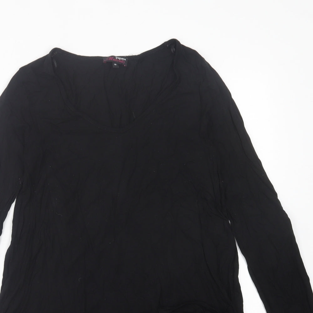 Papaya Womens Black  Viscose A-Line  Size 10  Crew Neck Pullover