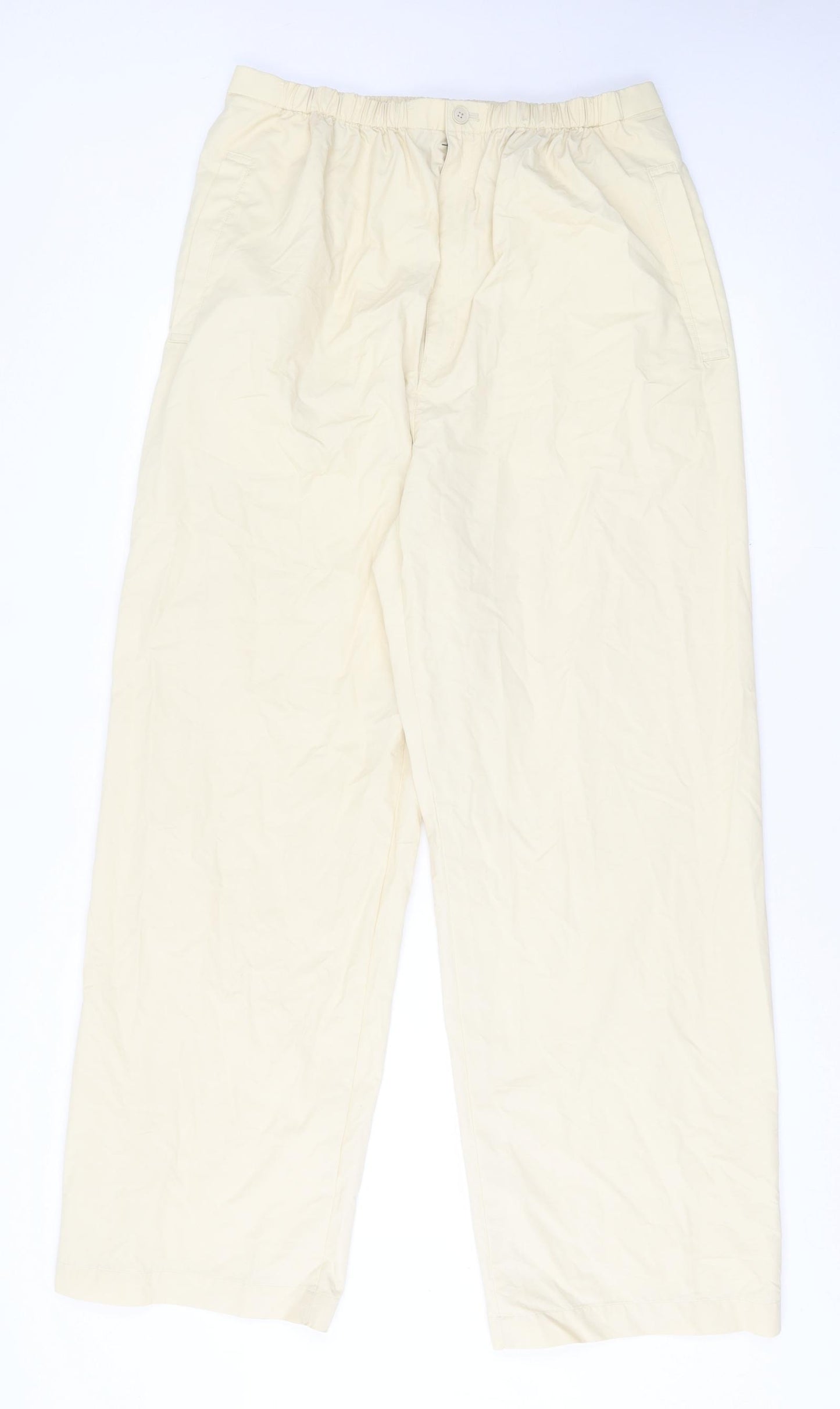 Uniqlo Mens Ivory  Cotton Trousers  Size 30 in L31 in Regular Button