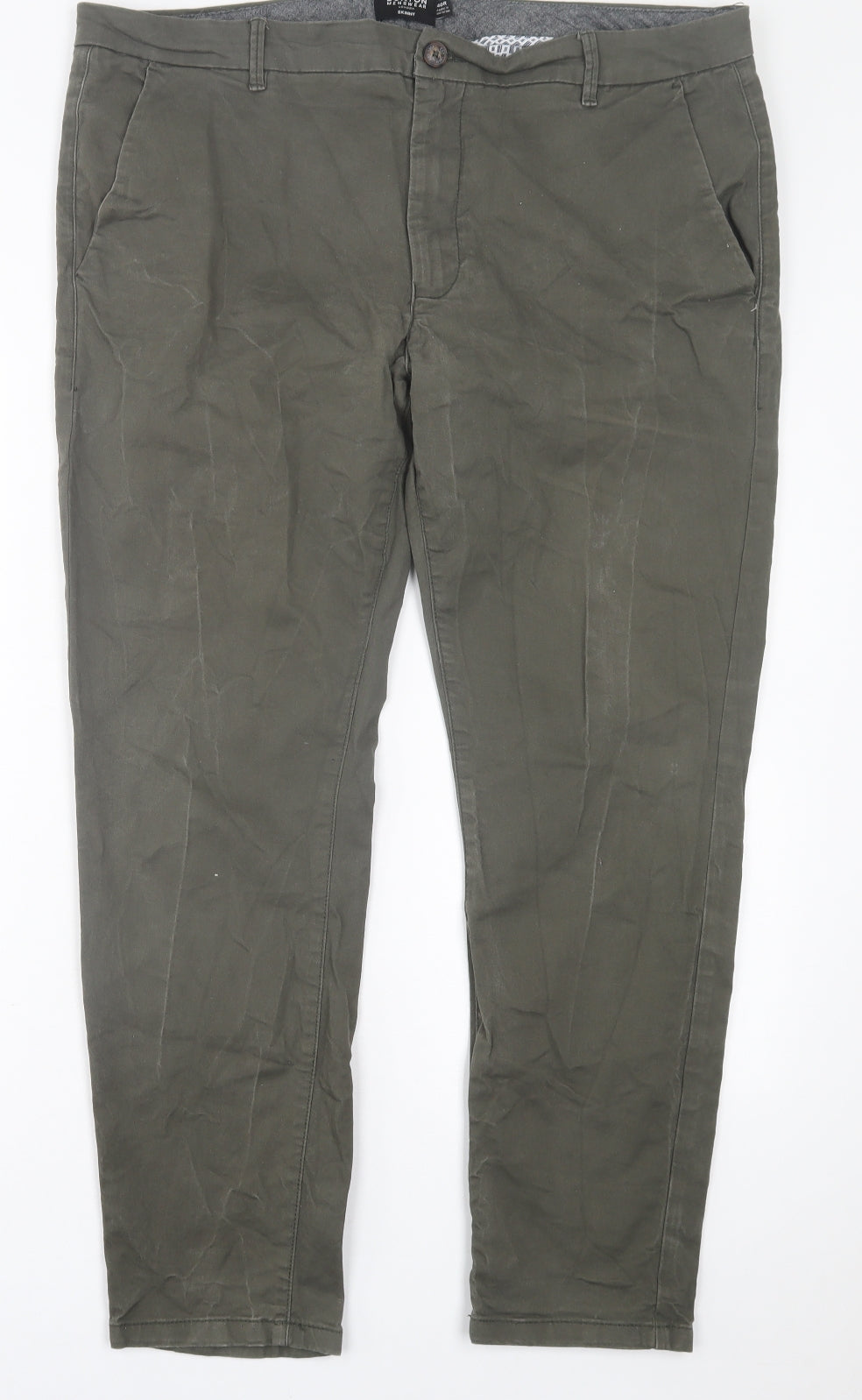Burton Mens Green  Cotton Chino Trousers Size 40 L29 in Regular Button