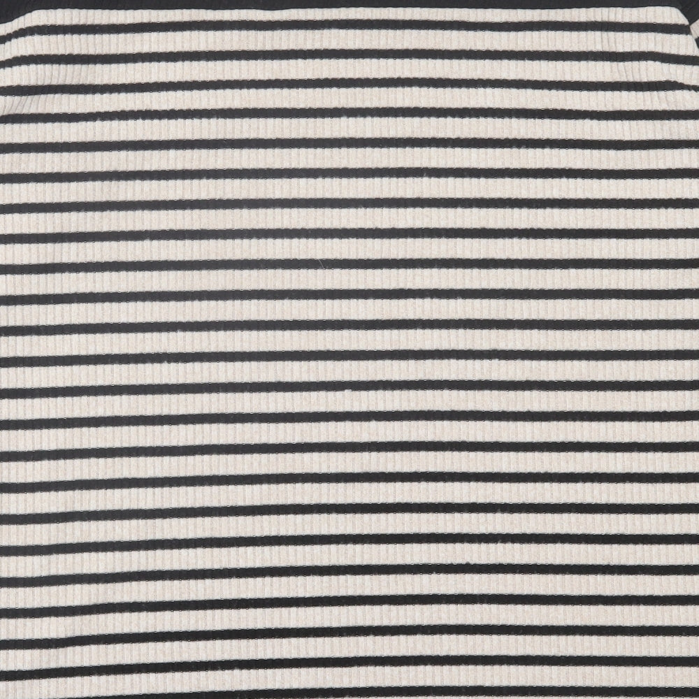 F&F Womens Beige Striped Polyester Jumper Dress  Size 14  Crew Neck Pullover