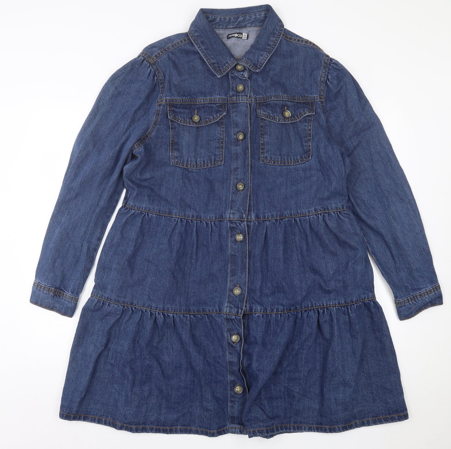 pep&co Womens Blue  Cotton A-Line  Size 18  Collared Button