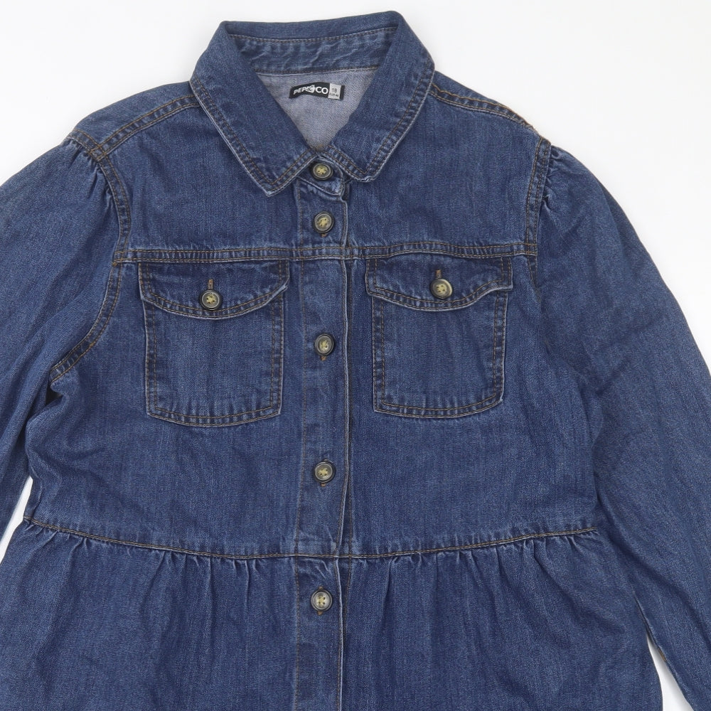 pep&co Womens Blue  Cotton A-Line  Size 18  Collared Button